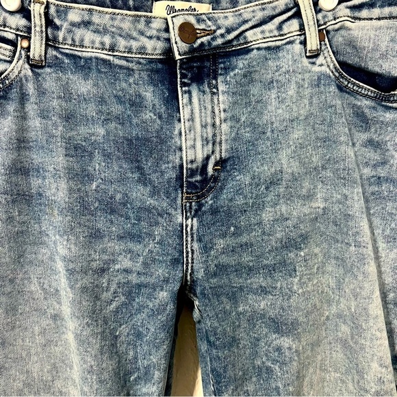 Wrangler Retro Women's Mae Mid Rise Wide Leg Trouser Kacey Jeans Acid Wash 35x34 - Picture 3 of 12